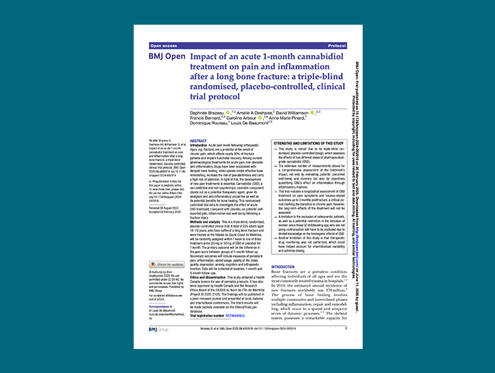 Impact of an acute 1 month cannabidiol treatment on pain-and inflammation after a long bone fracture
